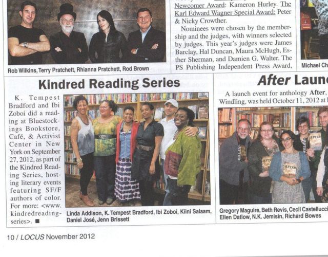 Kindred Reading Series in Locus 2012-11