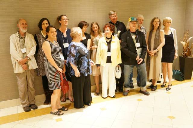 Alexandra Oliver with  winners and nominees at the League of Canadian Poets Awards Gala, Toronto, June 7th, 2014.