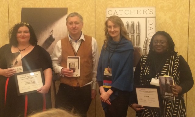 Meg Elison, Rod Duncan,  Emmi Itäranta, and Jennifer Marie Brissett (l-r)